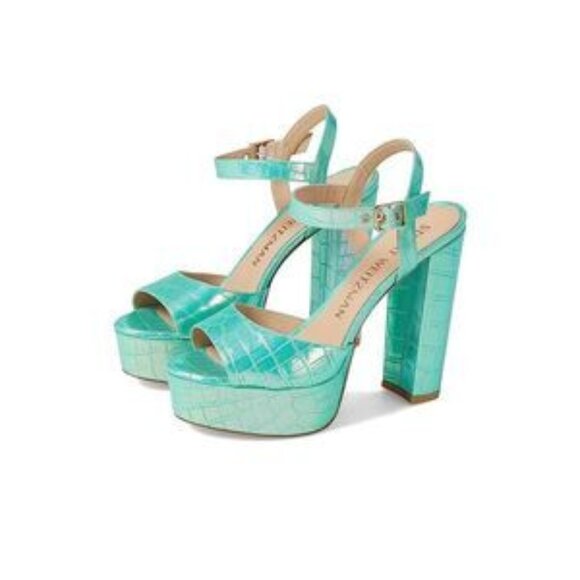 Stuart Weitzman Ryder 95 Platform Sandals Capri Ice Block Heel - Picture 1 of 9